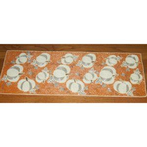 Pumpkin Beaded Table Runner Pearl White Orange Thanksgiving Halloween Rachel Roy